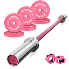 Load image into Gallery viewer, RitFit Barbell Weight Set - 4/6FT Olympic Barbell with Weight Plates (55-115LB Total)
