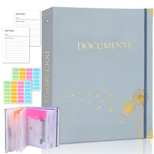 Load image into Gallery viewer, XKDOUS Important Document Organizer with 9 Pockets, Aesthetic Folio Folders 3-Ring Accordion Storage Binders Linen Expanding File Folder for A4 Papers, Documents and Files
