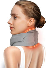 Load image into Gallery viewer, Heated Neck Brace Cervical Collar - Neck Support Brace with Heating Pad, Soft Foam Wraps Keep Vertebrae Stable and Aligned for Relief of Cervical Spine Pressure for Women &amp; Men (Small Size) Grey
