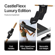 Load image into Gallery viewer, CastleFlexx Mobility and Full Body Strengthening Device | Non-Elastic Stretch Strap with Natural Premium Cork Handles for Stretching, Exercise, Physical Therapy, and Yoga
