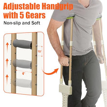 Load image into Gallery viewer, Aluminum Crutches for Adults, Pair of Height Adjustable Crutch (Fits 5'0" - 5'10"), Universal &amp; Lightweight Crutches
