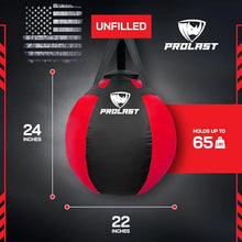 Load image into Gallery viewer, PROLAST Wrecking Ball Heavy Punching Bag for Adults, Hook and Uppercut, Body Snatcher, Boxing, MMA, Muay Thai Training Equipment, Unfilled, 65 lbs, Rhino Red and Black
