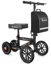Load image into Gallery viewer, BlessReach Deluxe Medical Scooter Double Handbrake, All Terrain Steerable Knee Scooter Crutch Alternative, for Adults Injured Ankle &amp; Foot Recovery in Blacks
