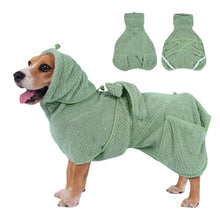 Load image into Gallery viewer, Super Absorbent Dog Bathrobe Pineapple Soft Fast Drying Dogs Towel Robe Adjustable Drying Coat for After Bath with Hood (Pineapple Green, Small)
