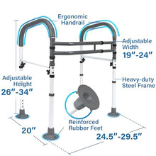 Load image into Gallery viewer, Vaunn Medical Adjustable Toilet Safety Rail for Seniors, Foldable Toilet Safety Frame for Elderly Adults, Bathroom Grab Bar Handle, Toilet Handle for Elderly &amp; Disabled, Free-Standing (Gray)
