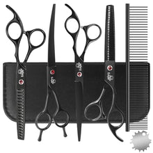 Load image into Gallery viewer, Ethyxe 7-Inch Dog Grooming Scissors Set, 4-in-1 Pet Shears Kit with Straight, Curved, Thinning &amp; Chunkers, Includes Comb for Home &amp; Professional Grooming
