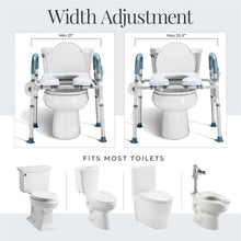 Load image into Gallery viewer, Toilet Seat Risers For Seniors Width and Height Adjustable Raised Toilet Seat With handles for Elderly
