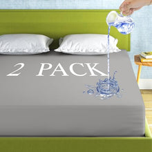 Load image into Gallery viewer, 2 Pack Mattress Protector King Size 100% Waterproof Fitted Mattress Cover, Breathable Noiseless &amp; Machine Washable Bed Cover Deep Pocket from 5" to 21", Bed Protector for Pets Kids Adults Dark Grey
