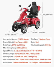 Load image into Gallery viewer, VEVOR Heavy Duty 4-Wheel Mobility Scooter, Powerful 1000W Brushless Motor, 500 lbs Capacity, 21.5 Miles Long Range, All Terrain Mobility Scooter with Lockable Trunk for Seniors &amp; Adults
