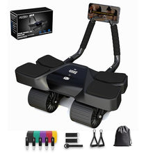 Load image into Gallery viewer, Ab Roller Home Gym Equipment – 4 Wheels Ab Wheel Muscle Roller with Built-in Tracker , 5Pcs Resistance Bands, Ankle Straps, Door Anchor, Handles, Travel Bag
