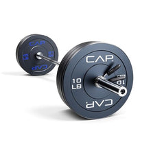Load image into Gallery viewer, CAP Barbell 160 lb Economy Olympic Weight Set with 7ft Chrome Barbell &amp; Black Bumper Plates
