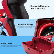 Load image into Gallery viewer, Super Large Electric 3 Wheel Mobility Scooters, Heavy Duty 800W Wheelchair Device, 25 Miles Long Range, All Terrain Mobility Scooter，Speed Adjust, Remote Key,Receive Ready to Ride (3 Wheel-red)
