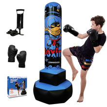 Load image into Gallery viewer, COMMOUDS 67inch Punching Bag for Kids, Inflatable Kids Boxing Set with Gloves, Fast Rebound Punching Bag for Practicing Karate, Taekwondo, MMA, Christmas/Birthday Gift for Boys Girls, Ages 6-14 (Blue)
