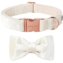 Load image into Gallery viewer, ARING PET Bowtie Dog Collar-Velvet Dog Collars with Detachable Bowtie, White Wedding Soft Dog Collar,Medium.
