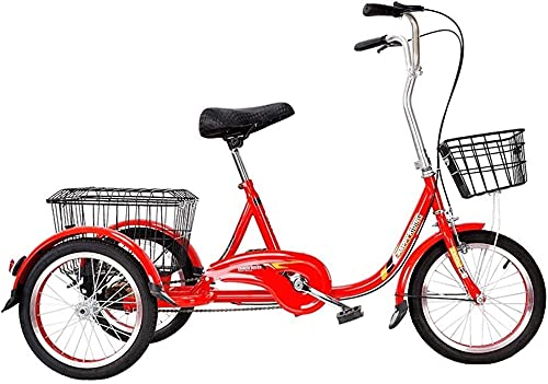 Adult Tricycle - 3 Wheel Bikes for Adults Shopping 16 Inch Adult Tricycle 3 Wheel Bike with Large Basket for Shopping Picnics Exercise