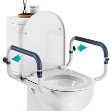 Load image into Gallery viewer, Toilet Safety Rails (250lb) - Adjustable Toilet Safety Rails, Toilet Bar for Elderly Adults, Toilets Rails for Seniors, Toilet Seat with Handles for Elderly &amp; Disabled-Easy Installation-2 Pack
