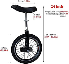 Load image into Gallery viewer, 24inch Unicycles with Handles - Adults/Heavy Duty People/Professionals Outdoor Large Wheel Unicycle with Fat Tire and Adjustable Saddle
