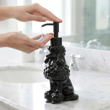 Load image into Gallery viewer, NEWHENGS Poodle Shaped Soap/Lotion/Hand Sanitizer Ceramic Dog Lover Stainless Steel Pump Dispenser for Dog Mom Gifts, Refillable for Kitchen and Bathroom (Black)

