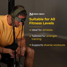 Load image into Gallery viewer, Iron Neck Neck Trainer, Exerciser, &amp; Strengthener with Adjustable Head and Chin Strap - Portable Head Harness for Weight Lifting, Home, &amp; Gym Use - Exercise &amp; Workout Equipment (Classic, Olive Green)
