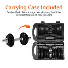Load image into Gallery viewer, Amazon Basics Adjustable Dumbbell Hand Weight Set with Storage Case, Portable, Secure, 38 Pounds, Black
