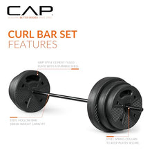 Load image into Gallery viewer, CAP Threaded Barbell Set with 100 LB Cement Grip Plates , 47" Threaded Bar, 25LB / 15LB / 10LB Grip Plates
