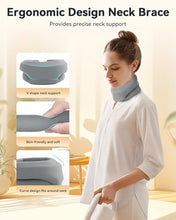 Load image into Gallery viewer, BETOVIN Heated Neck Brace Cervical Collar - Neck Support Brace with Heating Pad, Soft Foam Wraps Keep Vertebrae Stable and Aligned for Relief of Cervical Spine Pressure for Women &amp; Men (L Size) Grey
