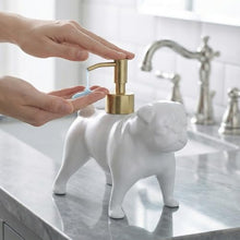 Load image into Gallery viewer, NEWHENGS Pug Shaped Soap/Lotion/Hand Sanitizer Dog Lover Stainless Steel Pump Dispenser for Dog Gifts, Refillable for Kitchen and Bathroom(White)
