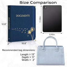 Load image into Gallery viewer, XKDOUS Document Organizer Linen Folio Folders with 9 Pockets, 3-Ring Accordion Storage Binders Expanding File Folder for Important Papers, End of Life Planner Book, in Case If I Die File Folder
