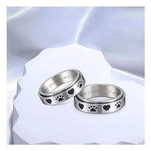 Load image into Gallery viewer, LYTTMAB Keep Pawstive Titanium Stainless Steel Animal Paw Fidget Ring - Men &amp; Women Teens, 6mm Width, Black, Engraved, Size 6
