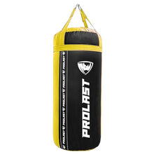 Load image into Gallery viewer, PROLAST 4 Ft 135 Lb XL Heavy Punching Boxing Bag for Adults, MMA, Martial Arts, Muay Thai, Kicking, Strength Training Equipment, Unfilled, New Edition Logo, Black and Yellow
