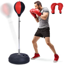 Load image into Gallery viewer, Stiatu Punching Bag with Stand, Heavy Boxing Bag Height Adjustable Reflex Bar and Speed Punching Bag for Adults &amp; Youth, Home Gym Training Equipment for MMA Fitness Stress Relief (Red)
