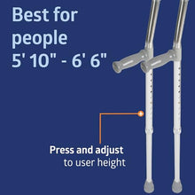 Load image into Gallery viewer, Medline Aluminum Forearm Crutches, Adult, Pack of 2
