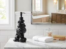 Load image into Gallery viewer, NEWHENGS Poodle Shaped Soap/Lotion/Hand Sanitizer Ceramic Dog Lover Stainless Steel Pump Dispenser for Dog Mom Gifts, Refillable for Kitchen and Bathroom (Black)
