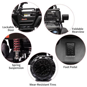 24V Ride On Toys for Big Kids, Electric Car for Kids, 2 Seater Jeep Electric Car, with Suspension, 3 Speed Modes, LED Lights Black