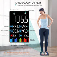 Load image into Gallery viewer, ABLEGRID Body Fat Scale,Digital Smart Bathroom Scale for Body Weight, Large Color Display Screen, 22 Body Composition Metrics BMI, Water Weigh, Heart Rate, Baby Mode, 400lb, Rechargeable
