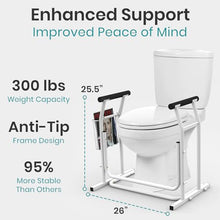 Load image into Gallery viewer, Vive Toilet Safety Rail with Arms - Toilet Support Frame w/Handles for Seniors
