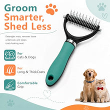 Load image into Gallery viewer, Dog Brush and Cat Deshedding Rake, Pet Grooming Tool for Shedding with Rounded Stainless Steel Teeth, Comfortable Grip for Long or Thick Coats (Orange)

