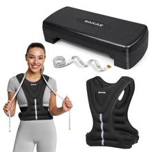 Load image into Gallery viewer, Step Aerobics Platform Set with Weighted Vest &amp; Measuring Tape-Black
