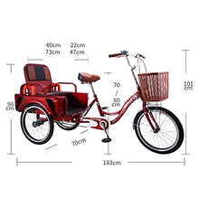Load image into Gallery viewer, Three Wheel Bike, Adult Tricycle Adjustable Backrest Seat Trike Bike Bicycle 20inch Three Wheel Bike
