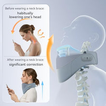 Load image into Gallery viewer, Yunari Cordless Neck Brace for Cervical Spine Posture Correction and Support, Patented Traction Device with Intelligent Adjust and Hot Compress, Neck Brace for Men and Women, （Gray, Medium）
