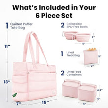 Load image into Gallery viewer, Rubyloo Puffer Dog Travel Bag for Dog Moms, Diaper Bag with Travel Bowls
