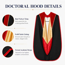 Load image into Gallery viewer, Red Doctoral Graduation Gown Set with Tam and Hood, PhD Cap and Gown Academic Regalia
