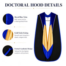 Load image into Gallery viewer, HX Graday Black Doctoral Graduation Gown Set with Tam and Hood, PhD Cap and Gown Academic Regalia
