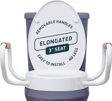 Load image into Gallery viewer, Lunderg Raised Toilet Seat with Handles - Elongated - Easy to Install Toilet Seat Risers for Seniors
