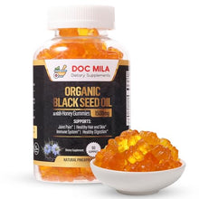 Load image into Gallery viewer, Doc Mila Organic Black Seed Oil Gummies 1500mg - Black Seed Oil Softgels Capsules with Honey, Pineapple Flavor - Gluten Free, Soy Free &amp; Non-GMO
