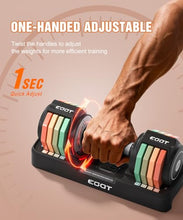 Load image into Gallery viewer, Adjustable Dumbbell Set, EOAT 2.5 to 12.5 lbs Free Weights Dumbbells Pair with Tray for New Beginner, Exercise &amp; Fitness Dumbbells with Anti-Slip Handle &amp; Rainbow-colored Weight Plates
