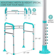 Load image into Gallery viewer, Lianjindun Toilet Safety Rails, Adjustable Toilet Frame for Elderly, Seniors, Handicap &amp; Disabled, Foldable Handicap Toilet Handles Fit Any Toilets（Peacock Blue）
