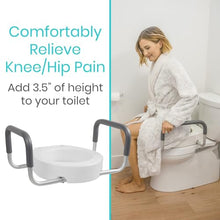 Load image into Gallery viewer, Vive Raised Toilet Seat Riser for Seniors (with Handles) - Handicap Rail Grab Bar Seat for Over Toilet
