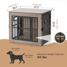 Load image into Gallery viewer, 27 Inch Heavy Duty Dog Crate Furniture for Puppy/Small Dogs, Decorative Pet House End Table with 3 Doors, Wooden Cage Kennel Furniture Indoor, Rustic Grey - Without Bowls
