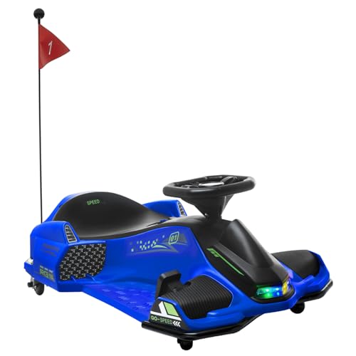 12V Electric Go Kart, 5 MPH Drifting Car, Battery Powered Ride on Toy Outdoor with Slow Start, Blue
